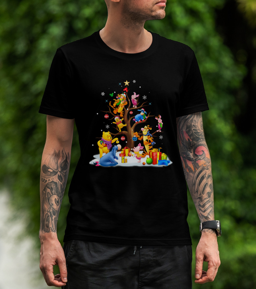 Winnie The Pooh Christmas Tree Celebration With Tigger Piglet And Eeyore T-Shirt