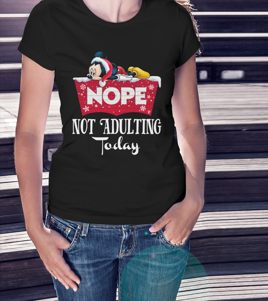 Nope Mickey Not Adulting Today Holiday Snowflakes T-Shirt