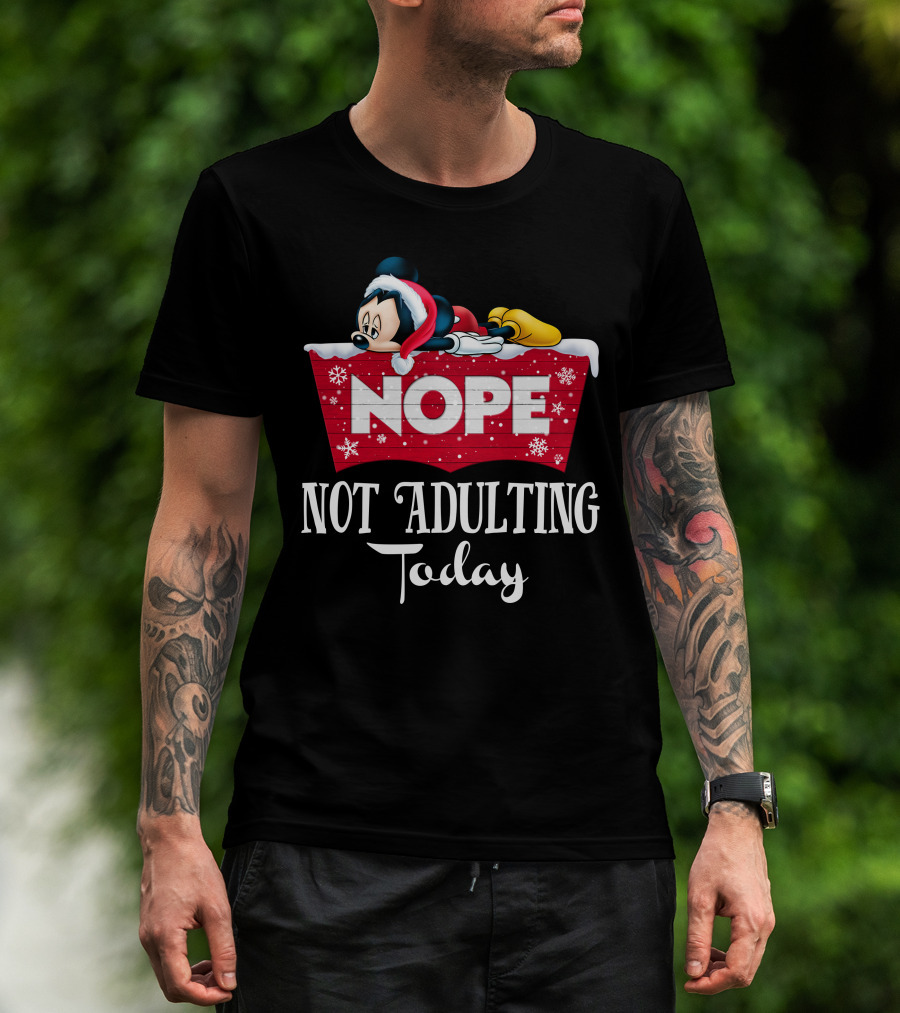 Nope Mickey Not Adulting Today Holiday Snowflakes T-Shirt
