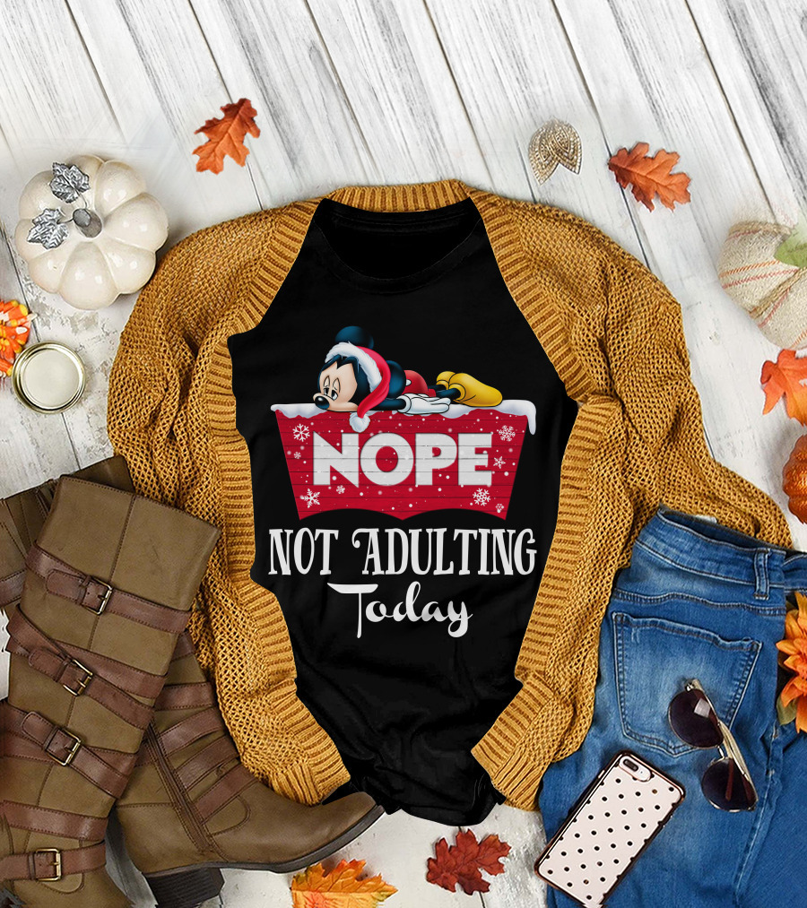 Nope Mickey Not Adulting Today Holiday Snowflakes T-Shirt