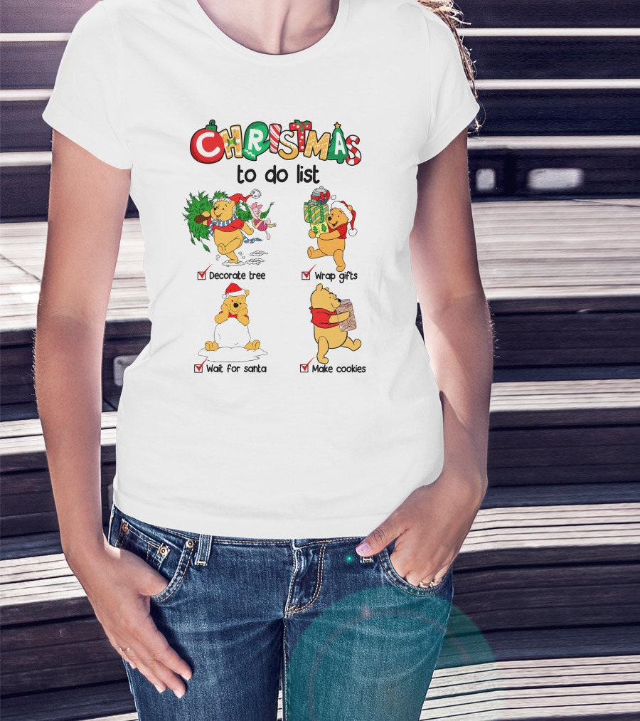 Christmas To Do List Decorate Tree Wrap Gifts Wait For Santa Make Cookies T-Shirt