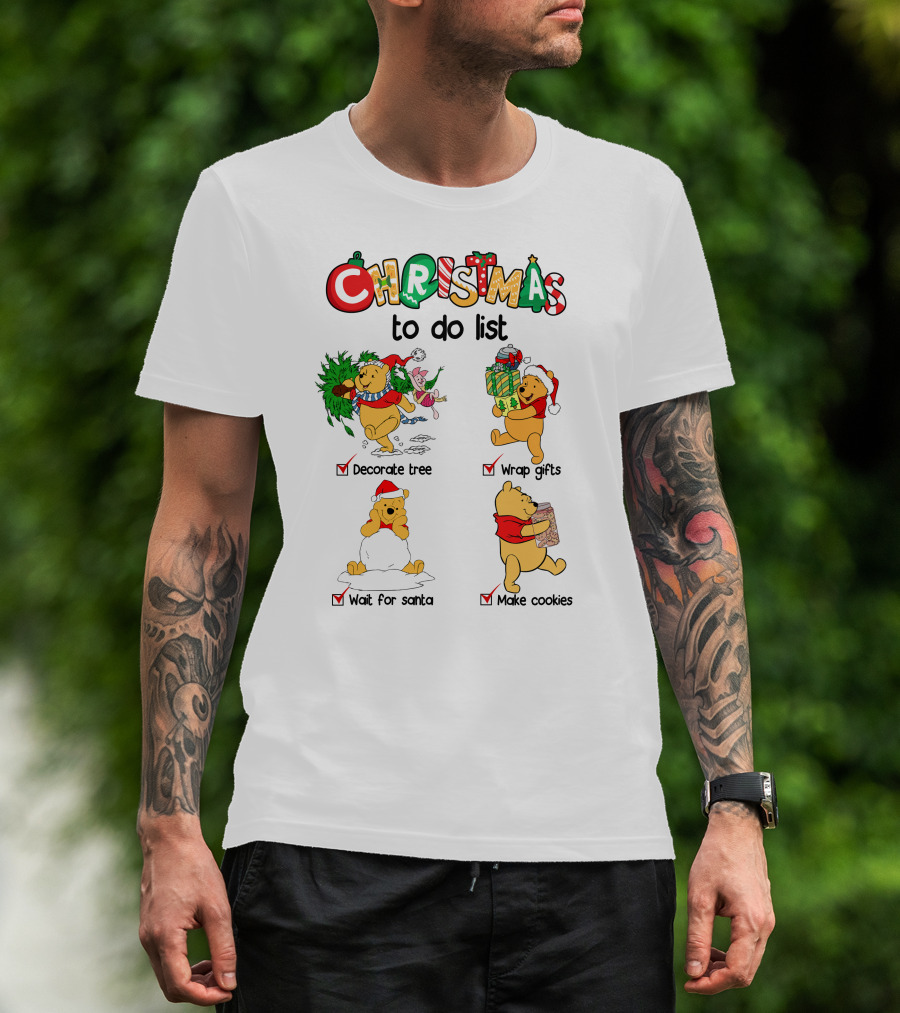 Christmas To Do List Decorate Tree Wrap Gifts Wait For Santa Make Cookies T-Shirt