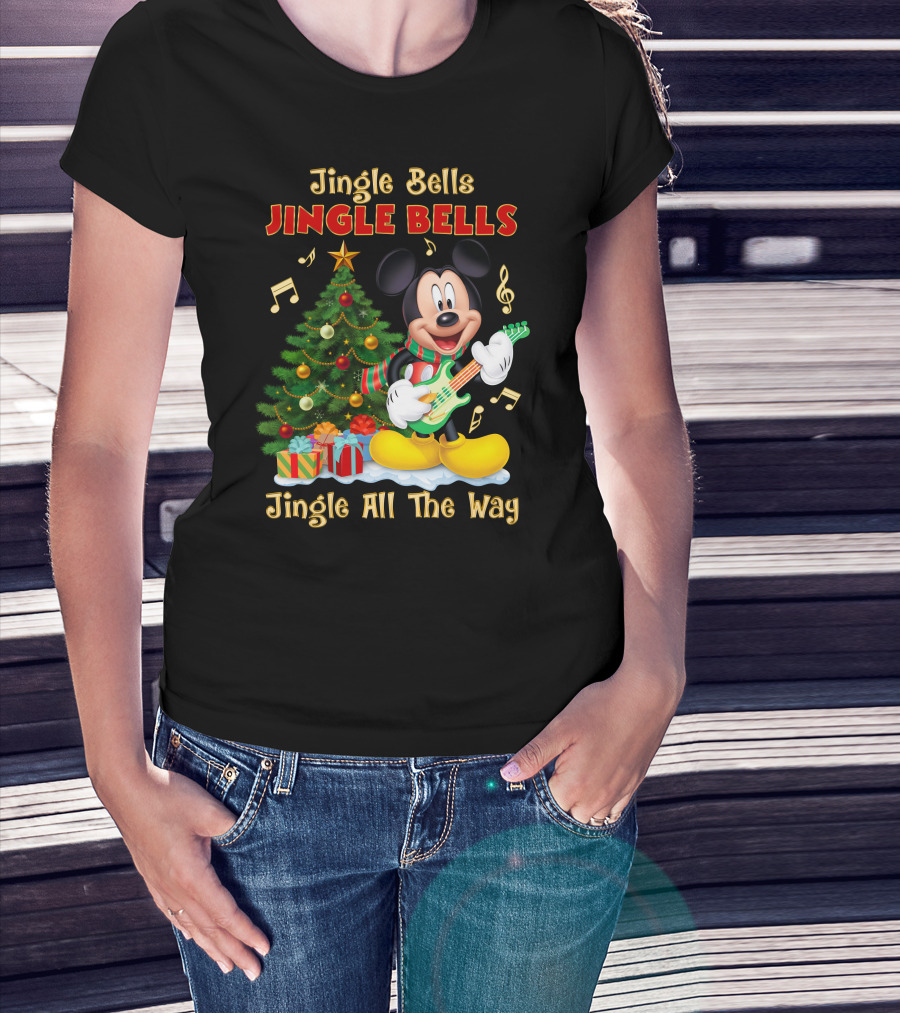 Jingle Bells Jingle Bells Mickey Jingle All The Way Christmas Tree T-Shirt