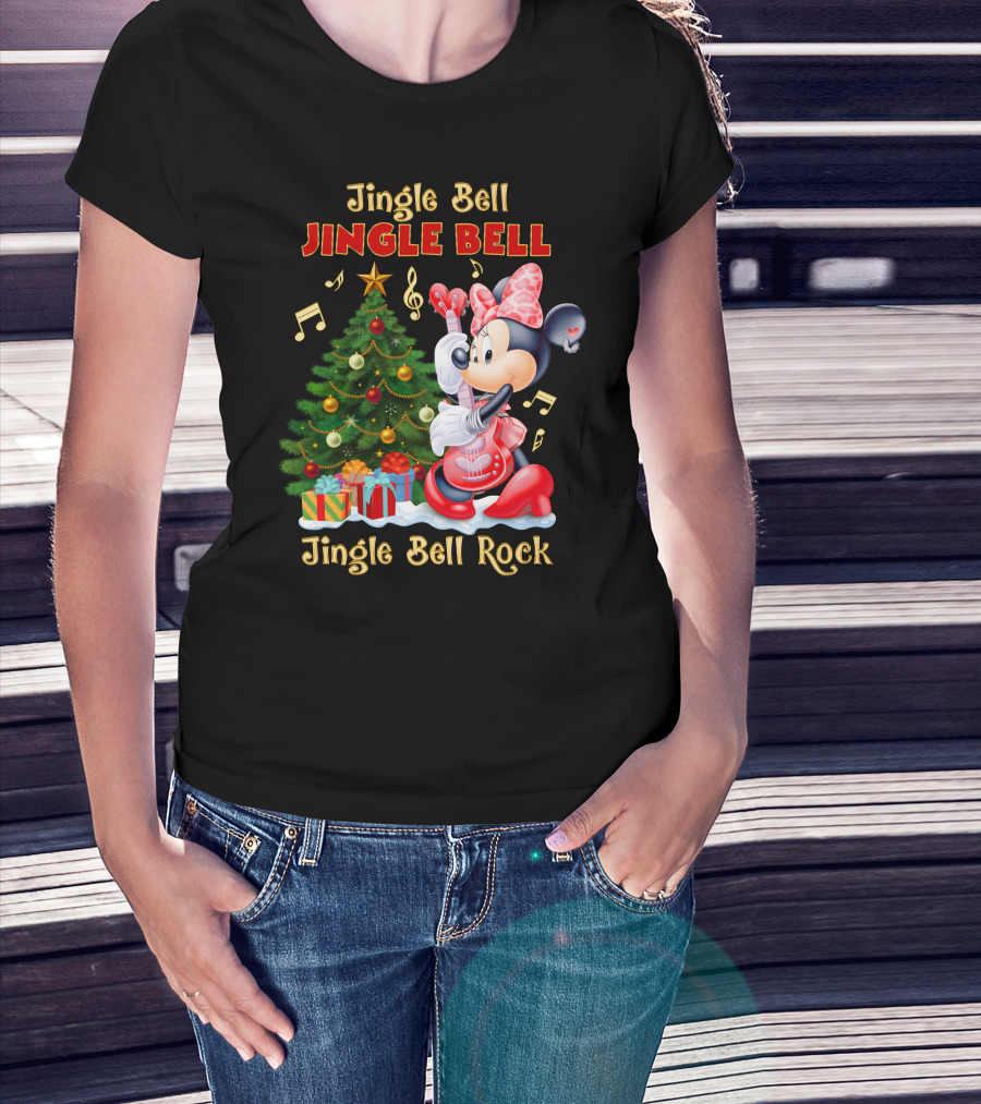 Jingle Bell Jingle Bell Jingle Bell Rock Minnie Mouse Christmas Tree Gifts T-Shirt