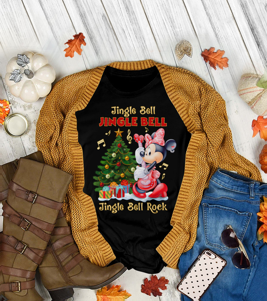 Jingle Bell Jingle Bell Jingle Bell Rock Minnie Mouse Christmas Tree Gifts T-Shirt