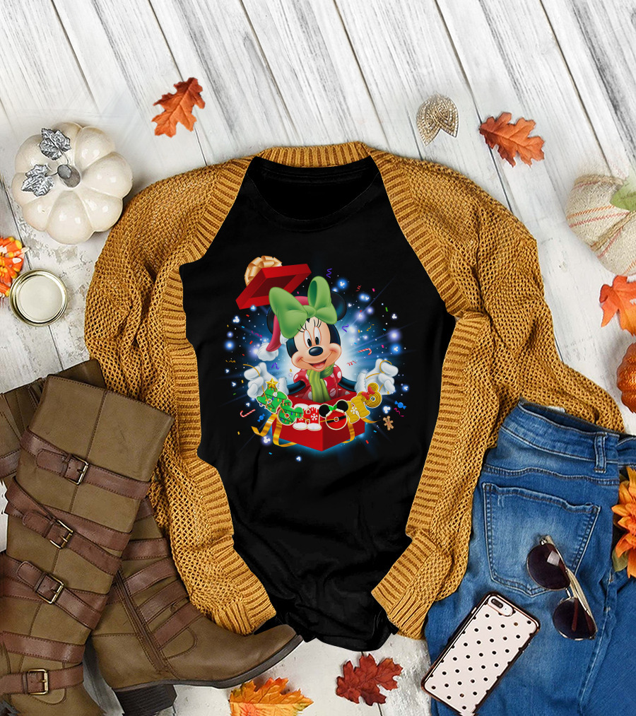 Minnie Holiday Gift Box Celebration Disney Magic T-Shirt