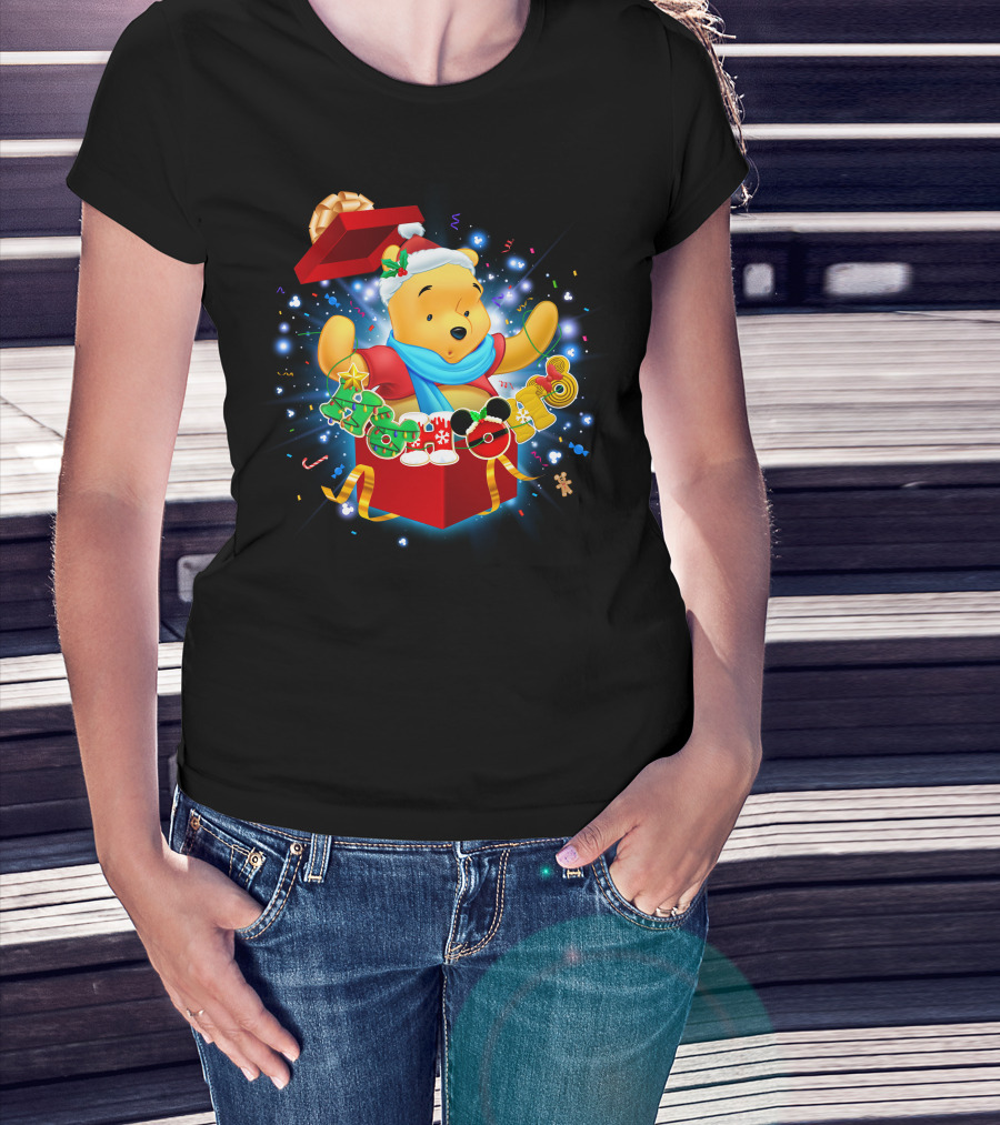 Winnie The Pooh Christmas Gift Box Holiday Cheer T-Shirt