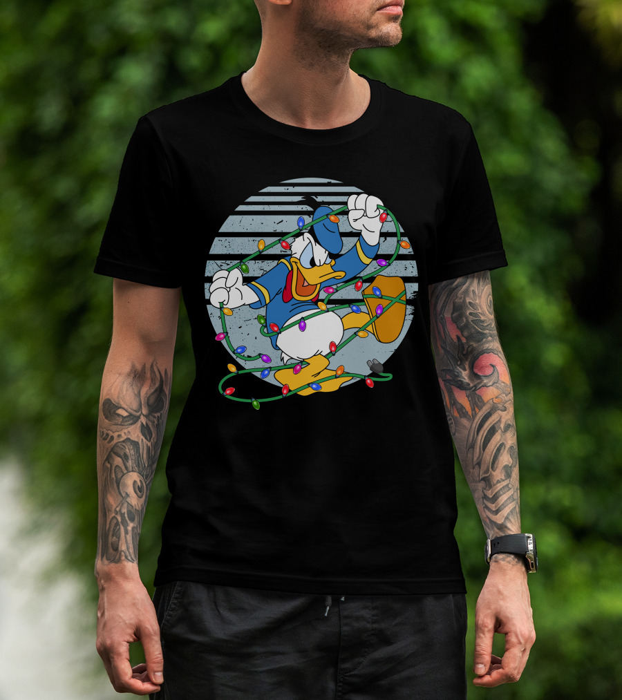 Donald Duck Wrapped In Christmas Lights T-Shirt