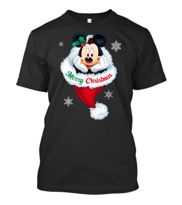 Mickey Merry Christmas Holiday Snowflakes T-Shirt