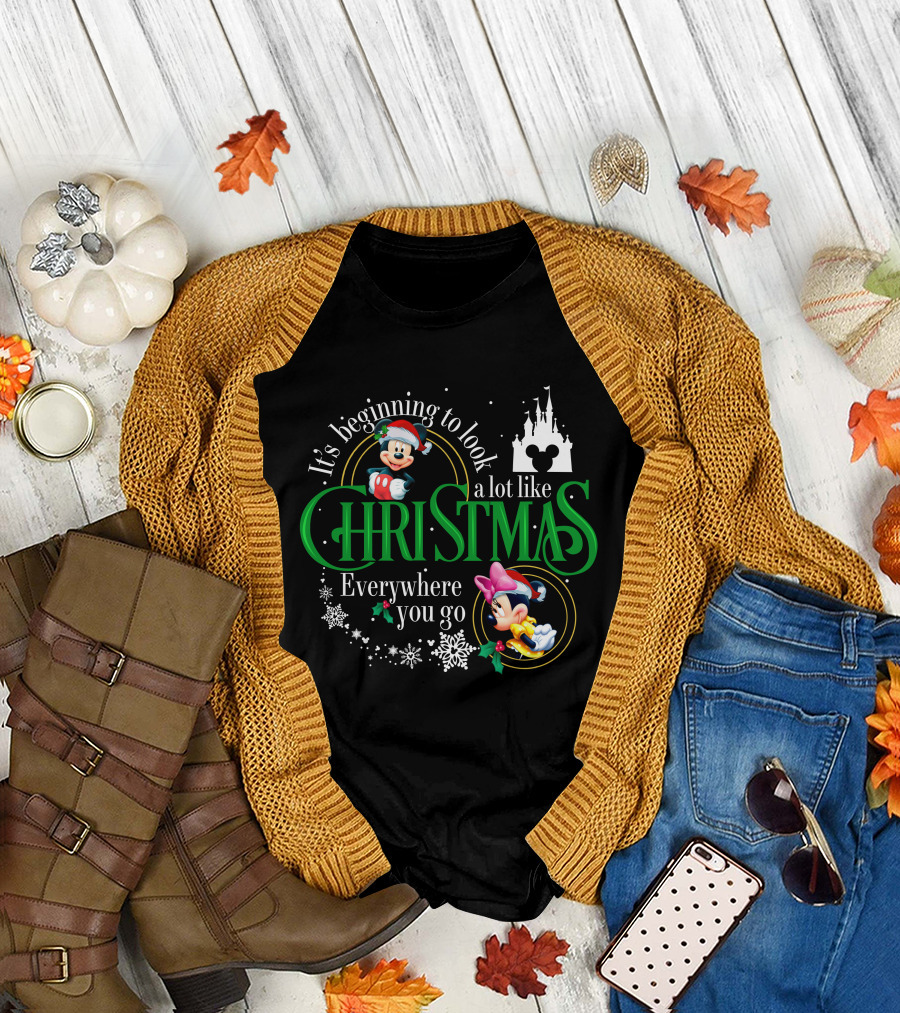 It's Beginning To Look A Lot Like Christmas Mickey Minnie Everywhere You Go T-Shirt