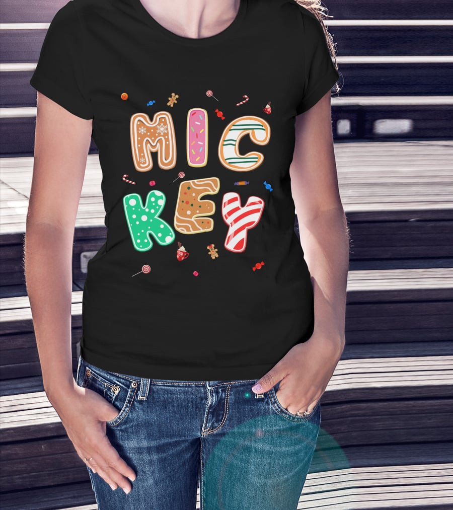 Mickey Gingerbread Candy Cane Christmas Cookie Theme T-Shirt
