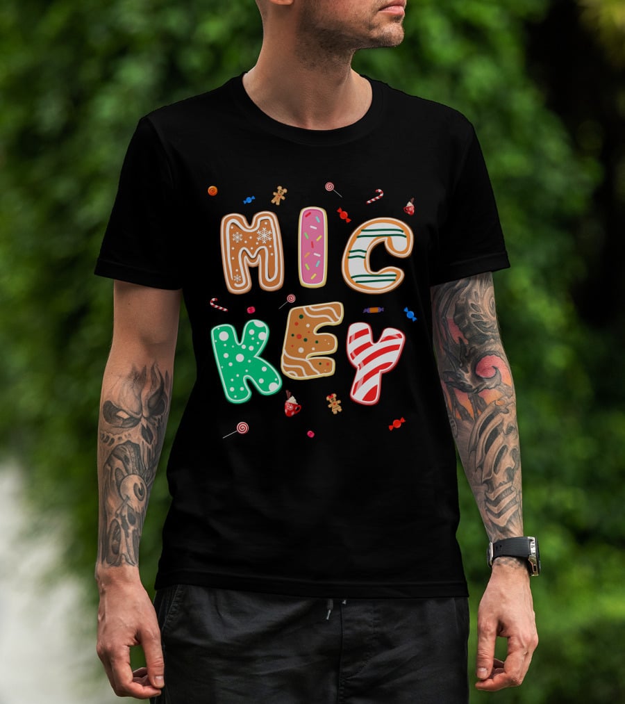 Mickey Gingerbread Candy Cane Christmas Cookie Theme T-Shirt