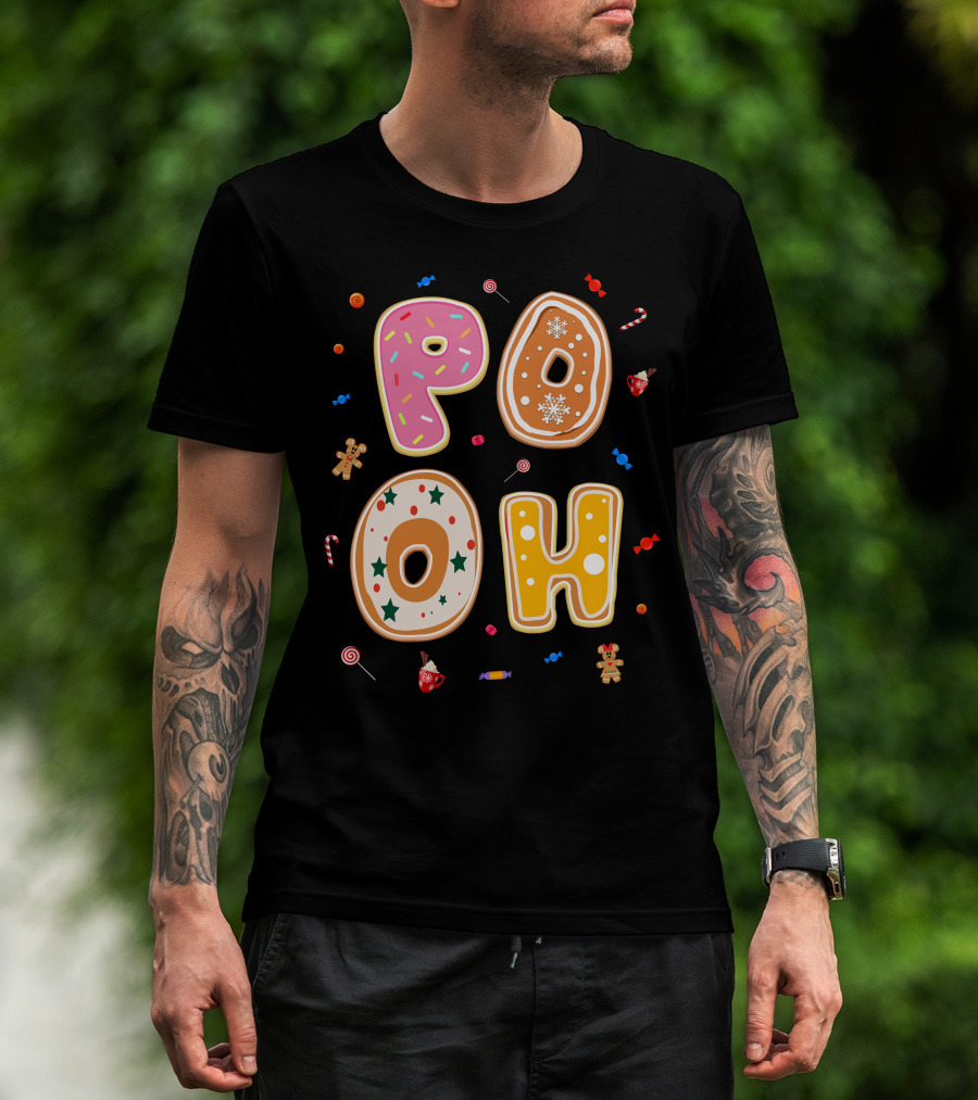 Pooh Christmas Gingerbread Candy Cane Cookies T-Shirt