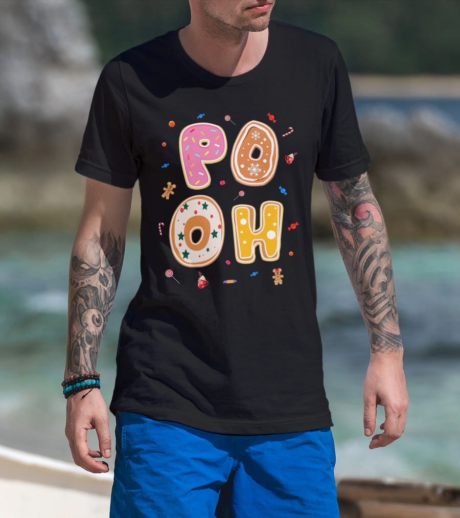 Pooh Christmas Gingerbread Candy Cane Cookies T-Shirt