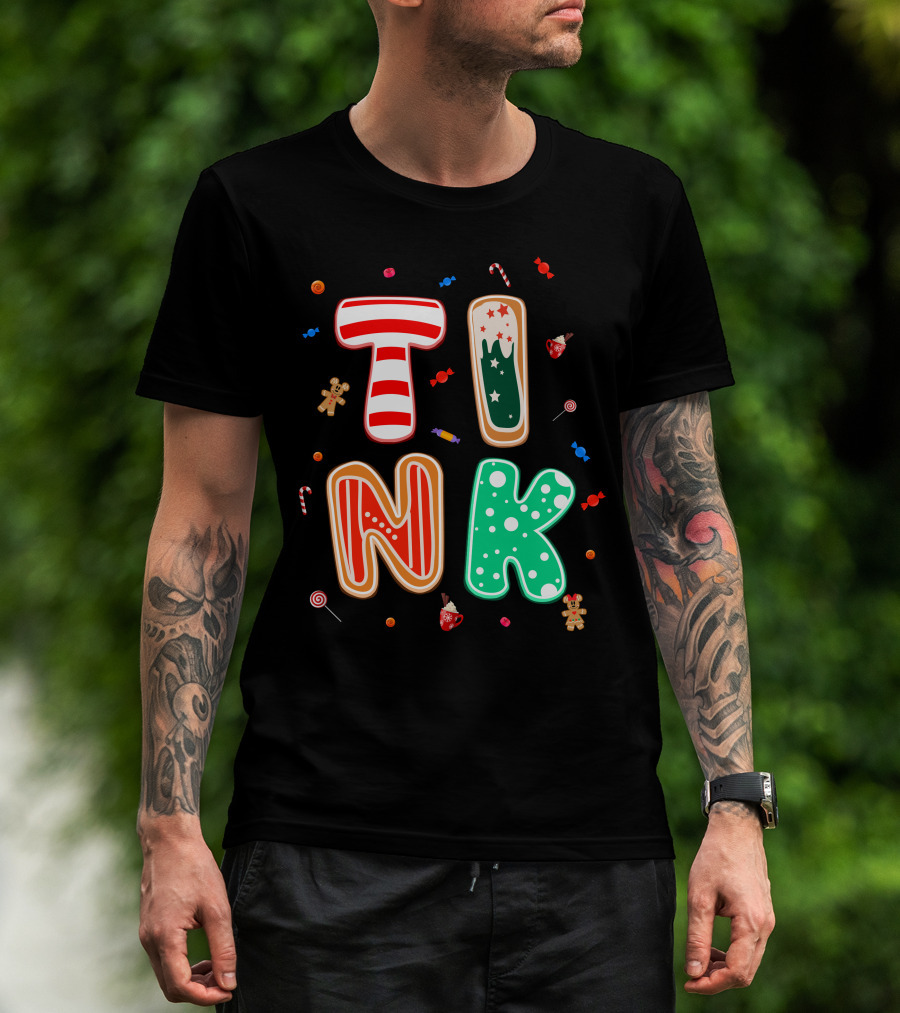 Tink Christmas Candy Gingerbread Holiday Letters T-Shirt