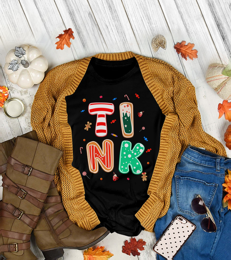 Tink Christmas Candy Gingerbread Holiday Letters T-Shirt
