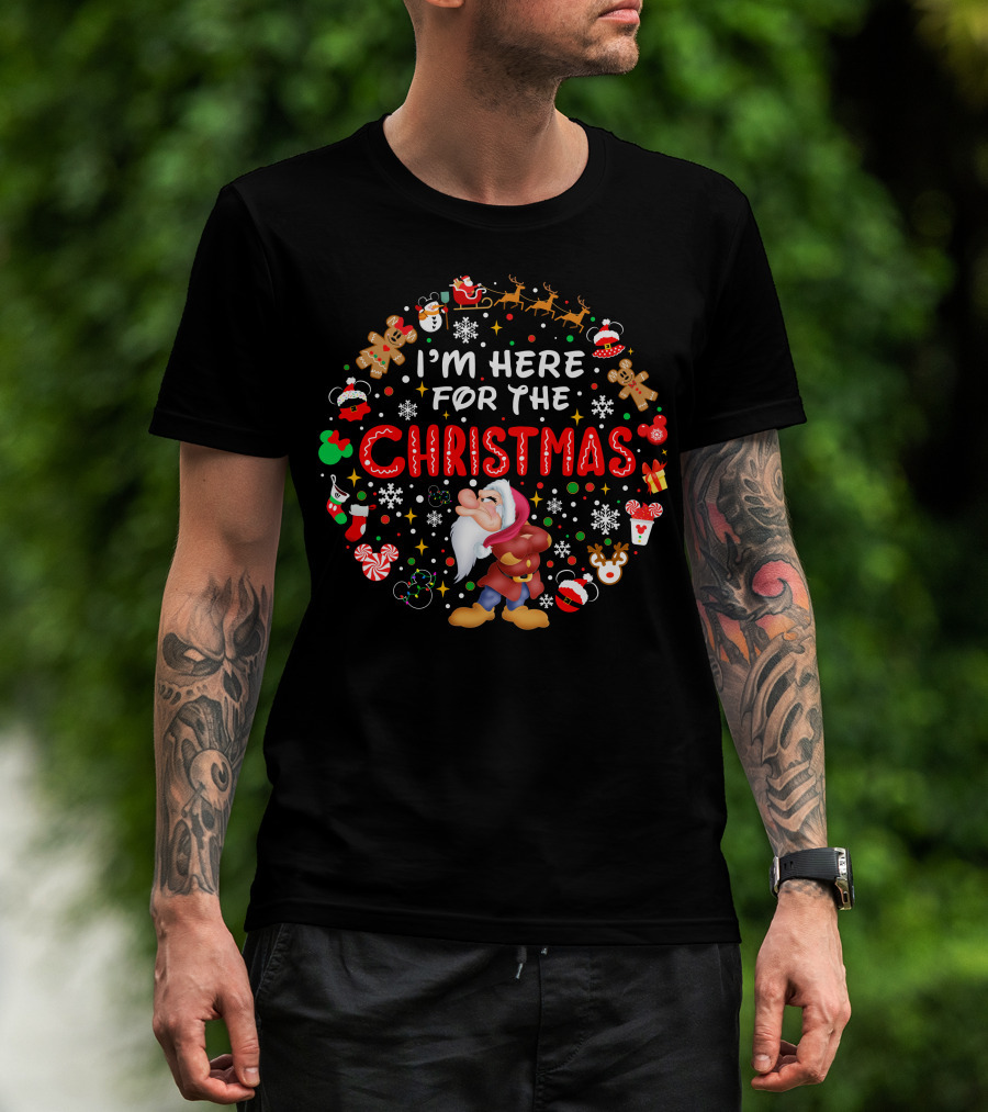 I'm Here For The Christmas Grumpy Dwarf Holiday Festivities T-Shirt