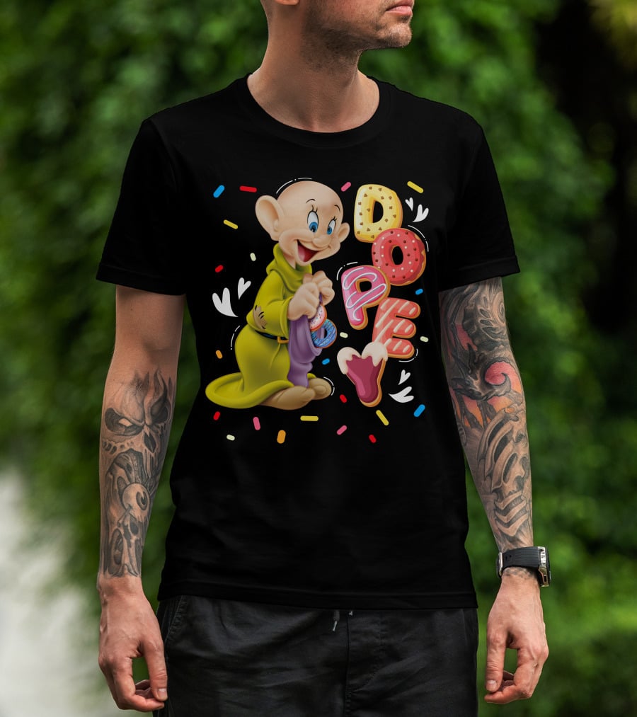 Dopey Disney Character With Colorful Donut Sprinkle Letters T-Shirt