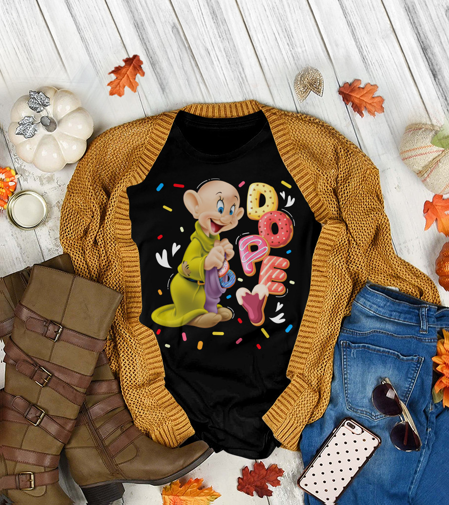 Dopey Disney Character With Colorful Donut Sprinkle Letters T-Shirt