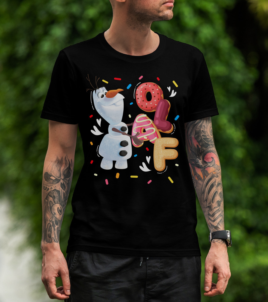 Olaf Doughnut Letters With Colorful Sprinkles Snowman T-Shirt