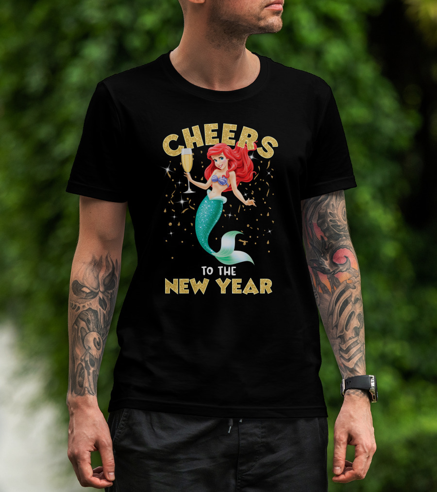 Cheers To The New Year Champagne Mermaid Celebration T-Shirt