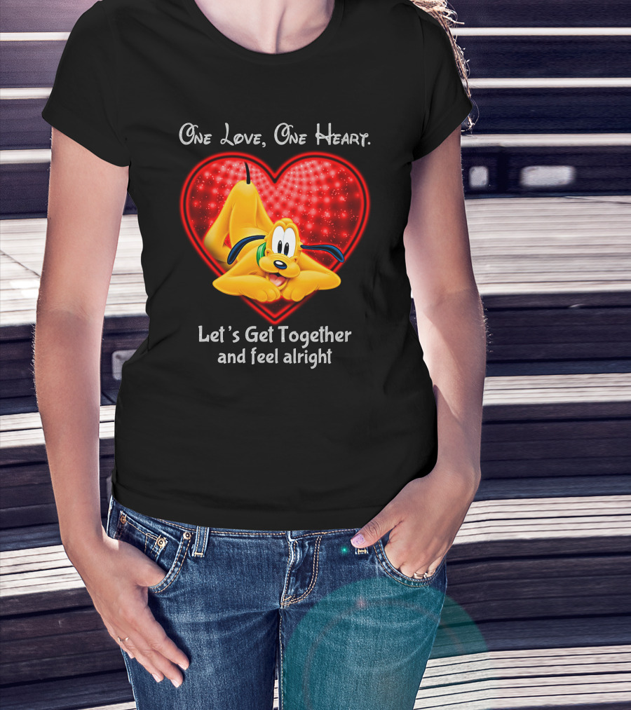 One Love One Heart Let's Get Together And Feel Alright Pluto Love T-Shirt