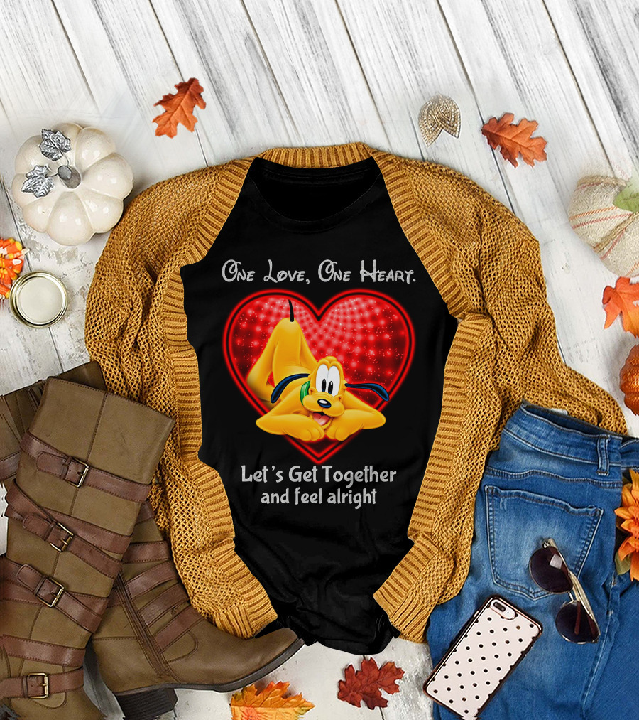 One Love One Heart Let's Get Together And Feel Alright Pluto Love T-Shirt