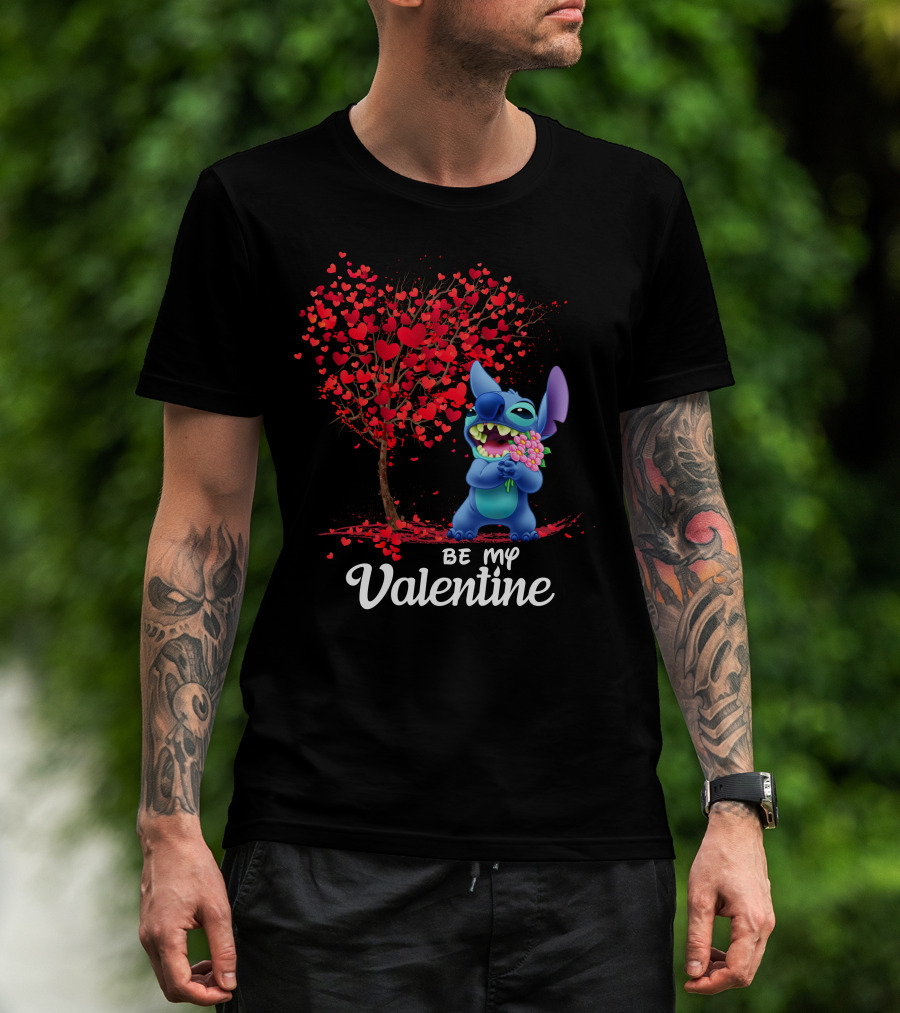 Lilo And Stitch Be My Valentine Heart Tree T-Shirt