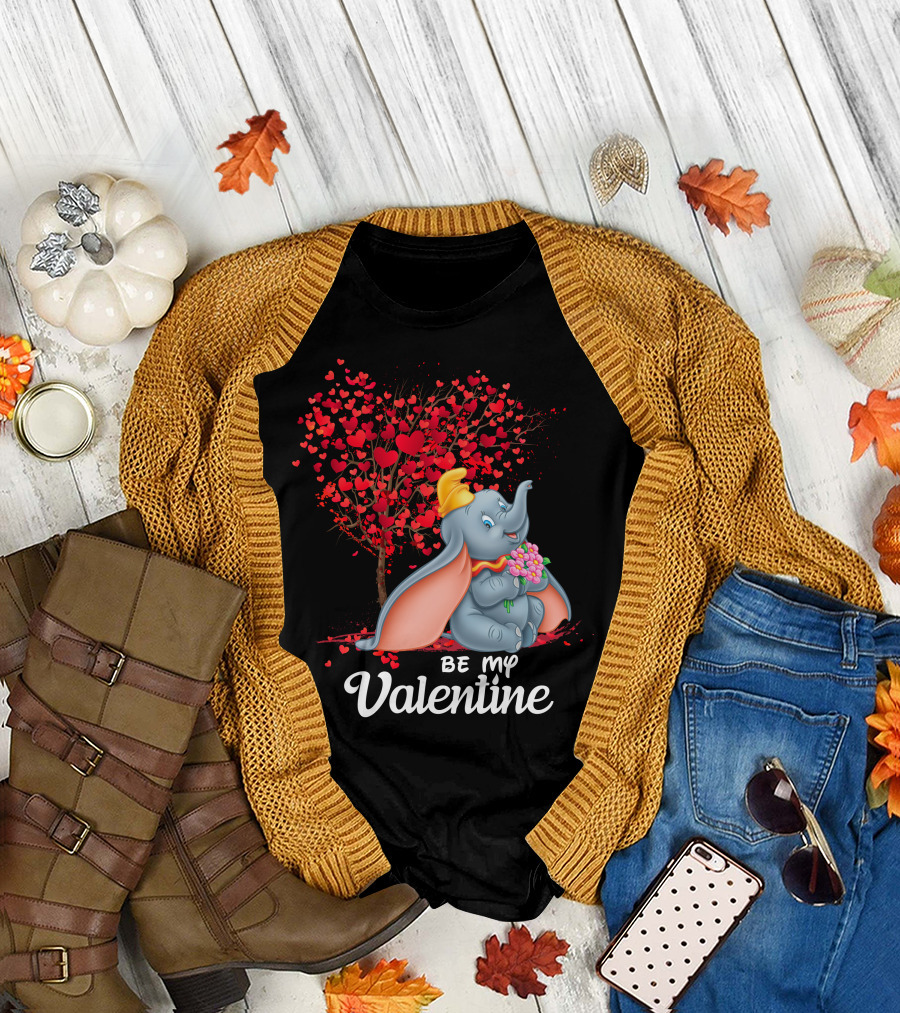 Dumbo Be My Valentine Red Heart Tree Bouquet T-Shirt