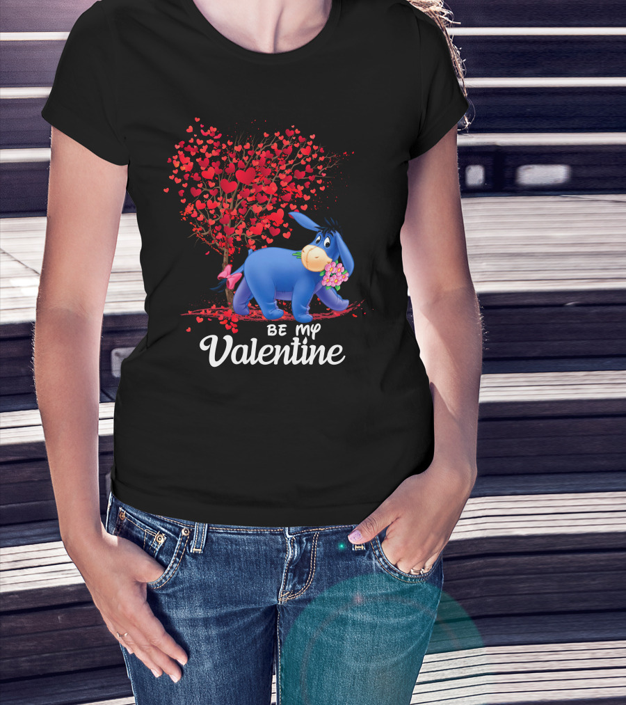Be My Valentine Eeyore Heart Tree Flowers T-Shirt
