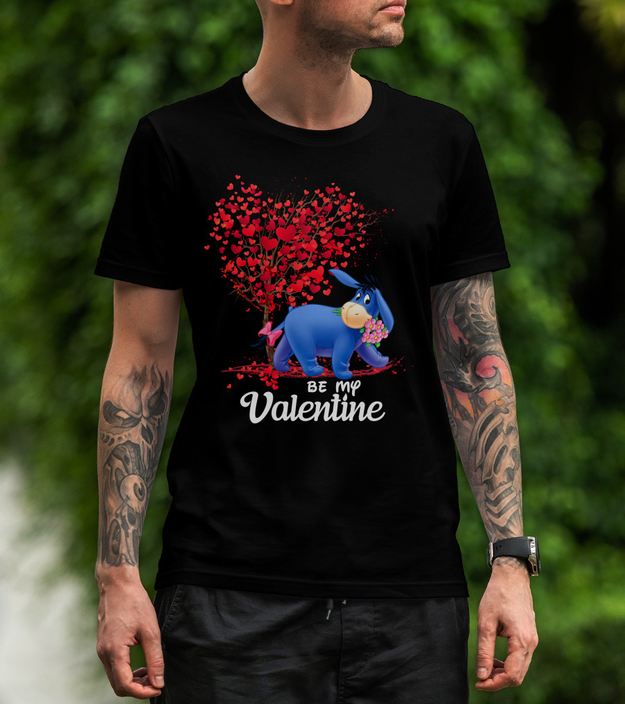 Be My Valentine Eeyore Heart Tree Flowers T-Shirt