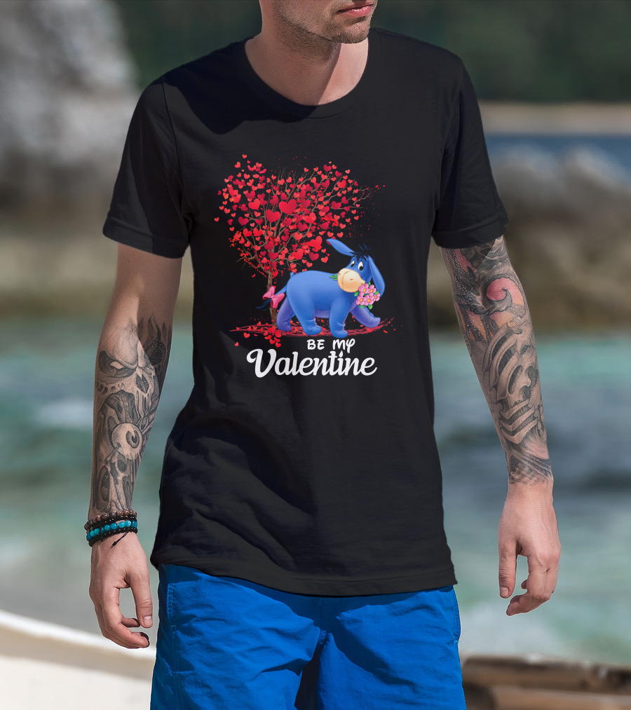 Be My Valentine Eeyore Heart Tree Flowers T-Shirt