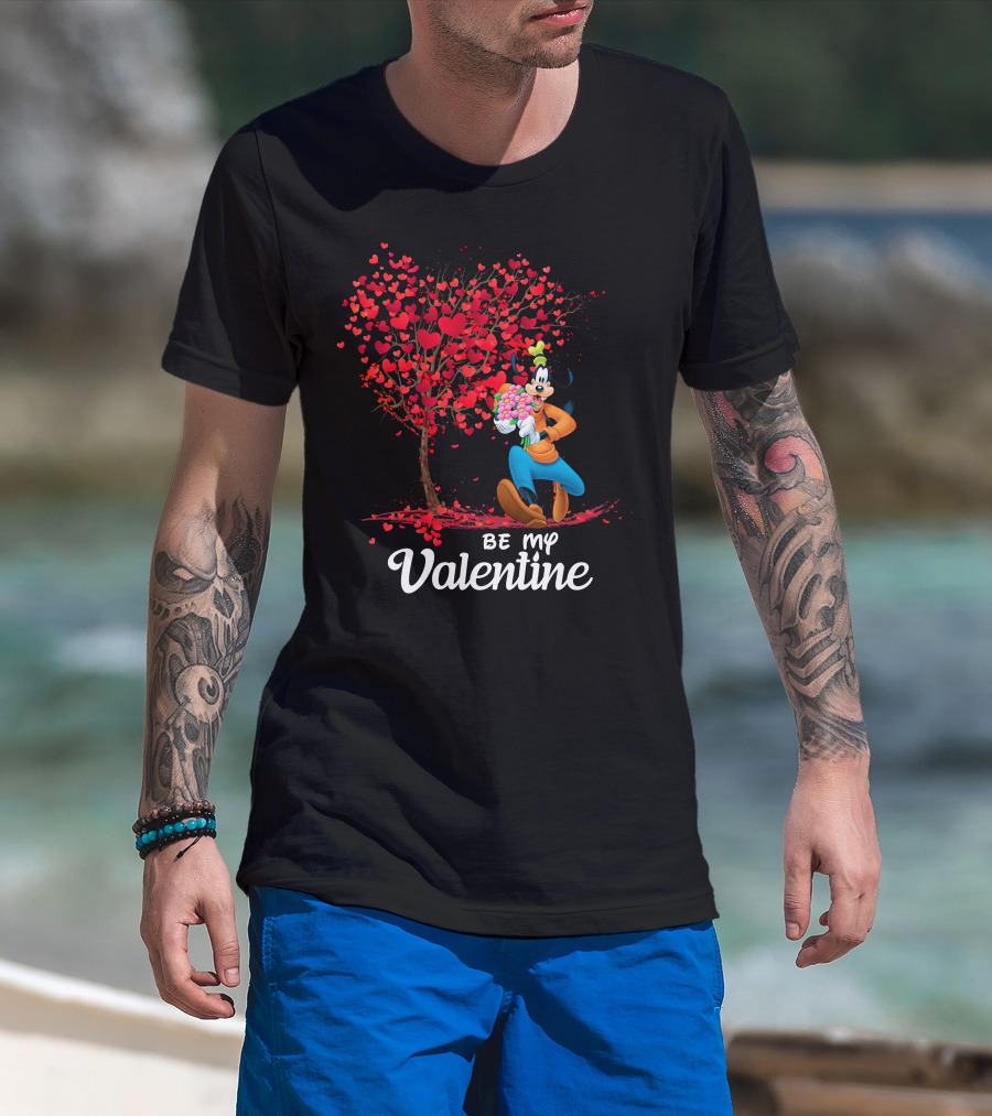 Goofy Be My Valentine With Heart And Tree T-Shirt