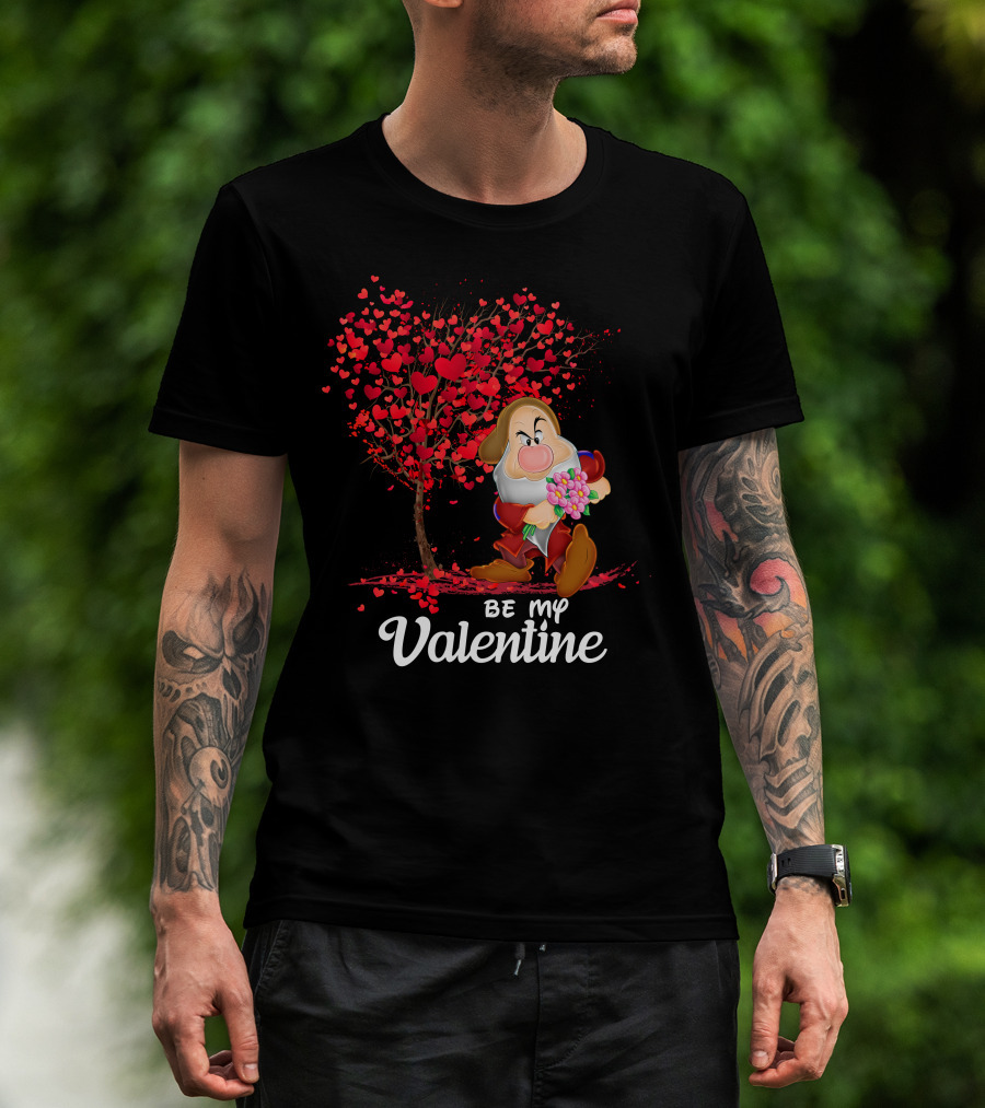Grumpy Holding Flowers Be My Valentine With Heart Tree T-Shirt