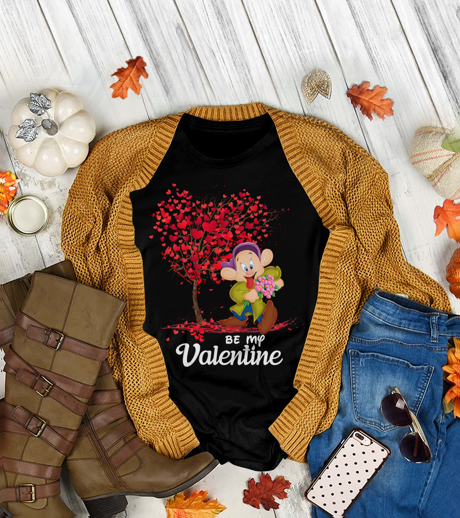 Dopey Be My Valentine Heart Tree With Flowers T-Shirt