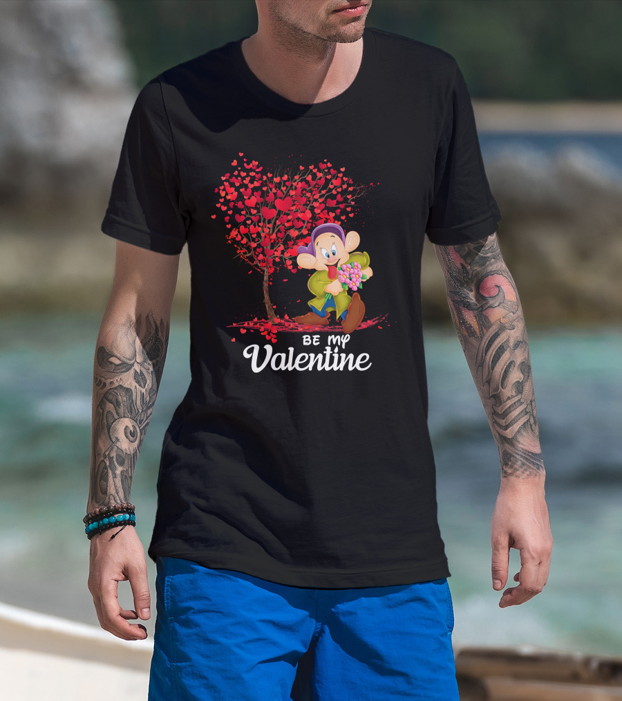 Dopey Be My Valentine Heart Tree With Flowers T-Shirt