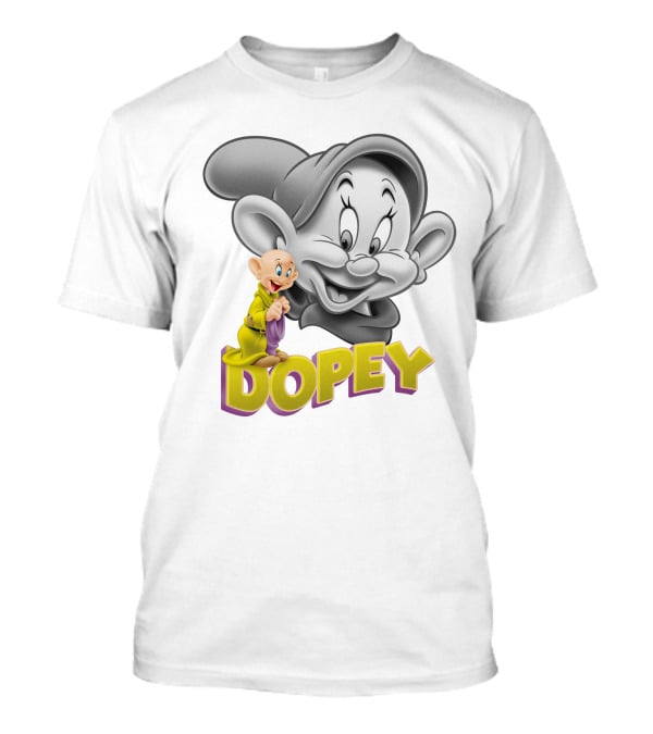 Dopey Disney Character With Cartoon Classic Style T-Shirt