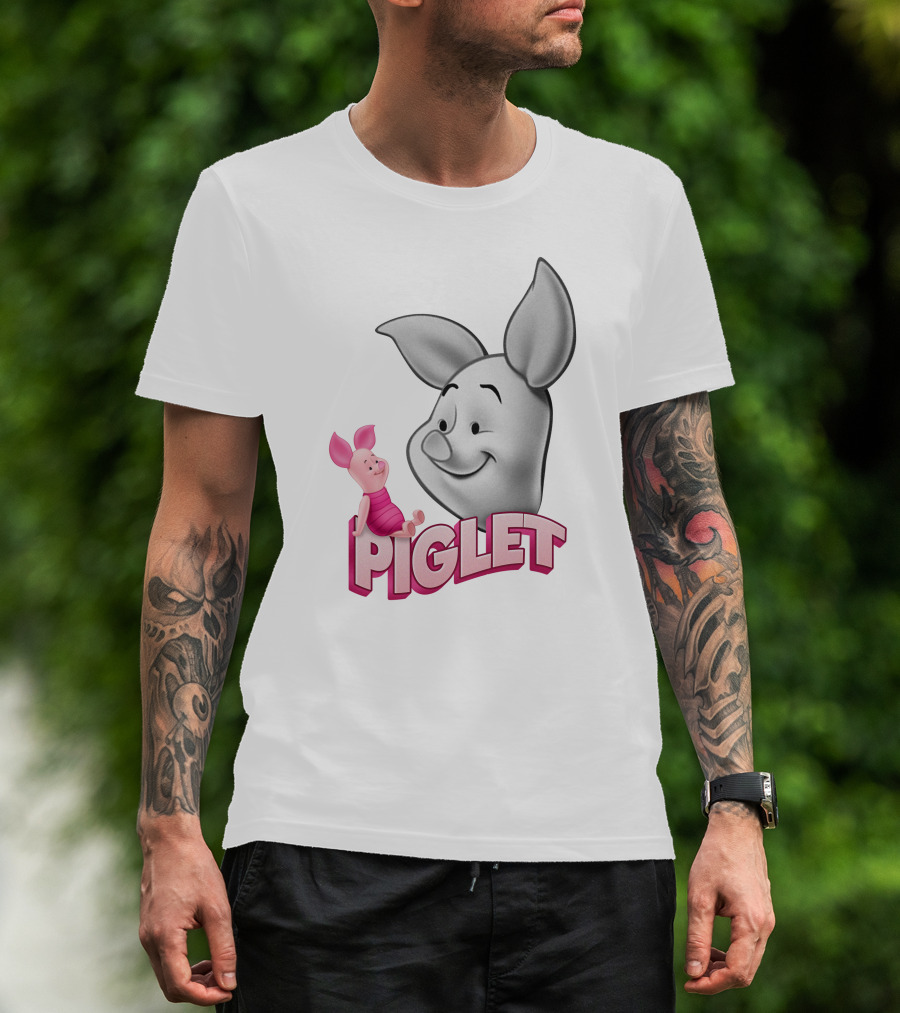 Piglet 3D Cartoon Character Design With Smiling Face And Big Ears T-Shirt
