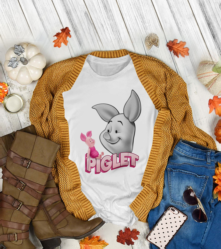 Piglet 3D Cartoon Character Design With Smiling Face And Big Ears T-Shirt