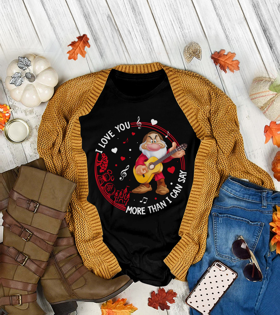 I Love You More Than I Can Say Grumpy Guitar Disney Valentine's Day T-Shirt