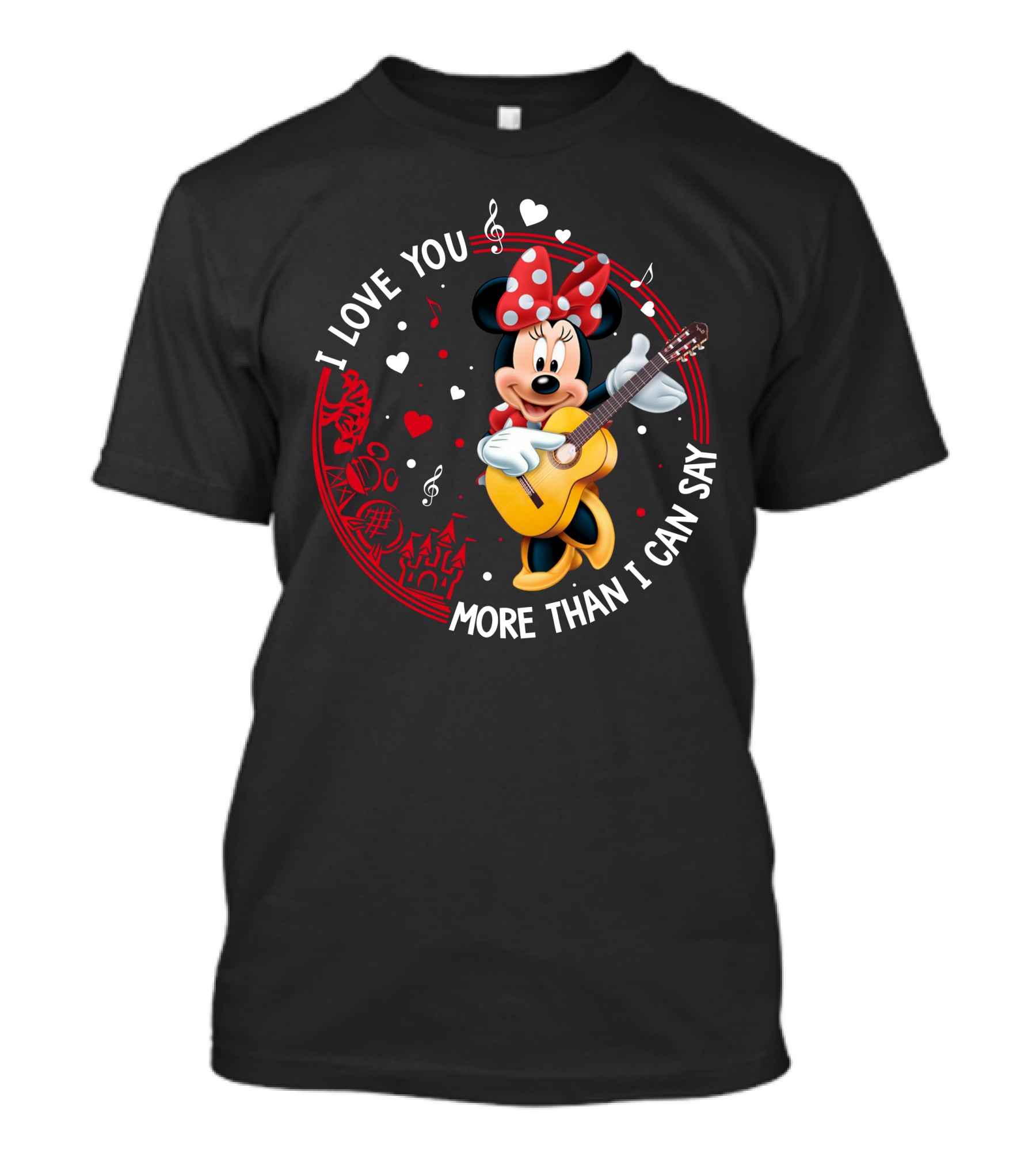 I Love You More Than I Can Say Minnie Mouse Playing Guitar T-Shirt