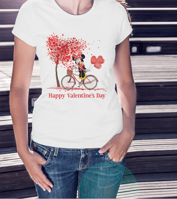 Happy Valentine's Day MN Valentine Bicycle Balloons Hearts Tree T-Shirt
