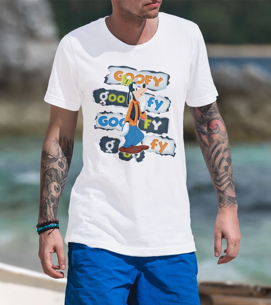 Goofy Disney Character With Multiple Text Styles T-Shirt