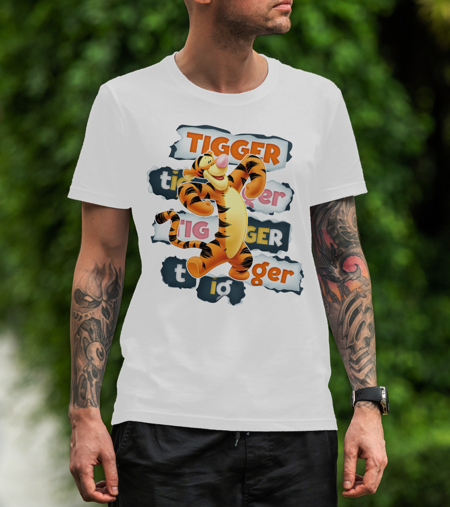 Tigger Colorful Energetic Poses And Text Styles T-Shirt