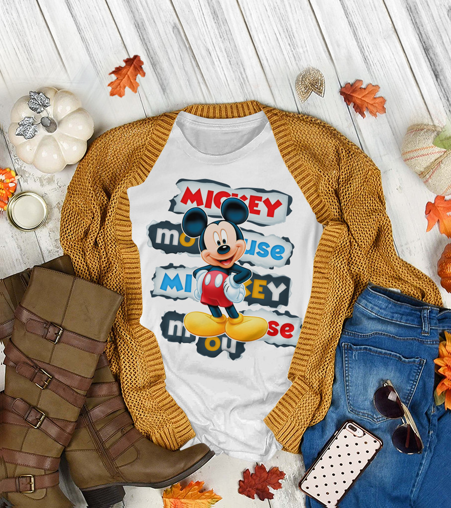 Mickey Mouse Classic Cartoon Character Artwork T-Shirt