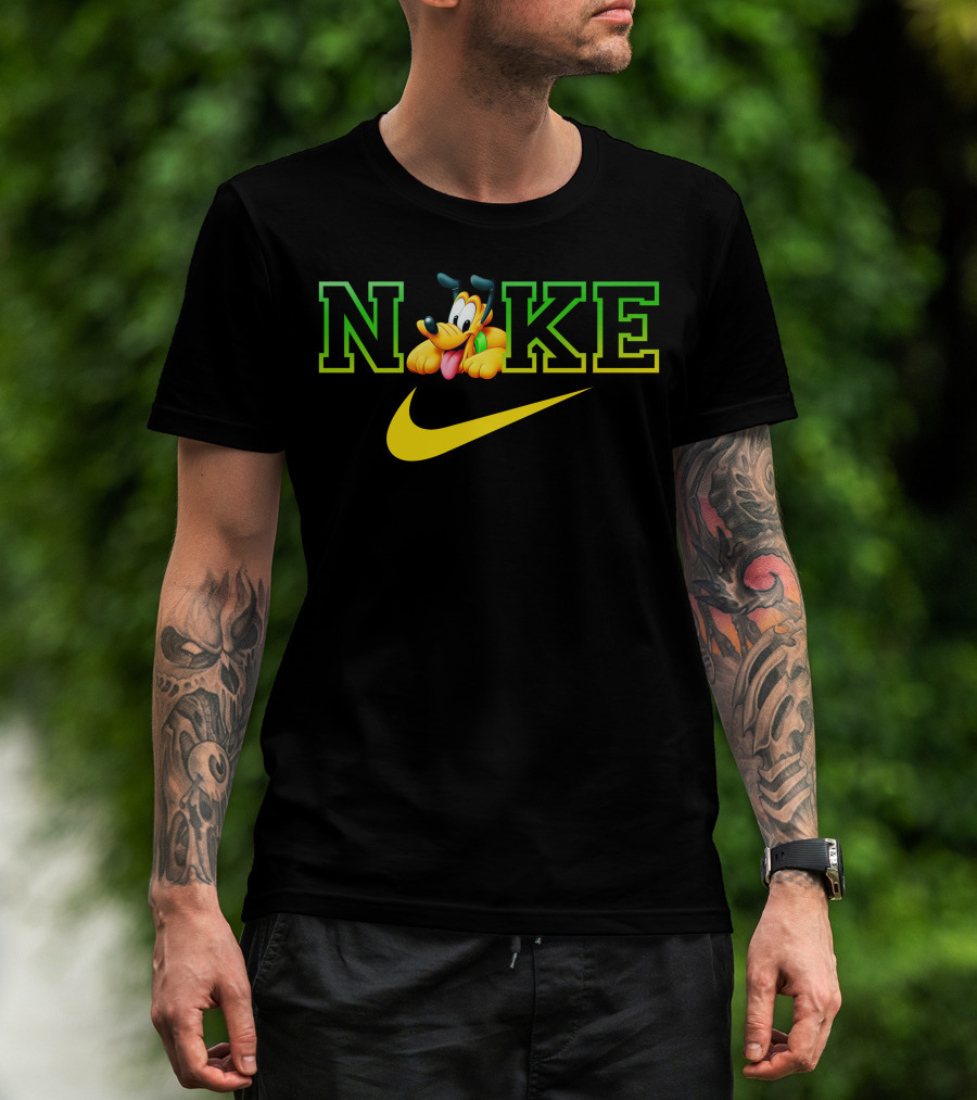 Pluto Nike Parody Logo With Disney Character And Swoosh T-Shirt