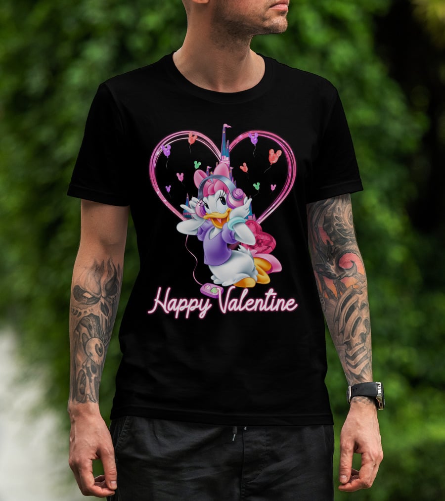 Daisy Duck Happy Valentine Balloons Castle Headphones T-Shirt