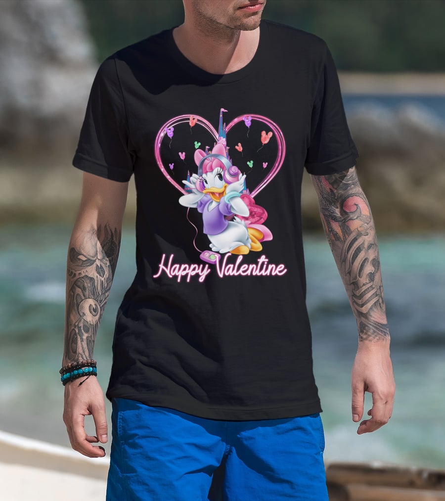 Daisy Duck Happy Valentine Balloons Castle Headphones T-Shirt