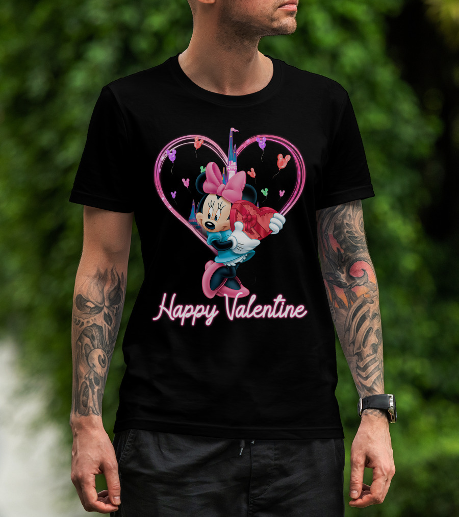 Happy Valentine Minnie Mouse Heart Balloons T-Shirt