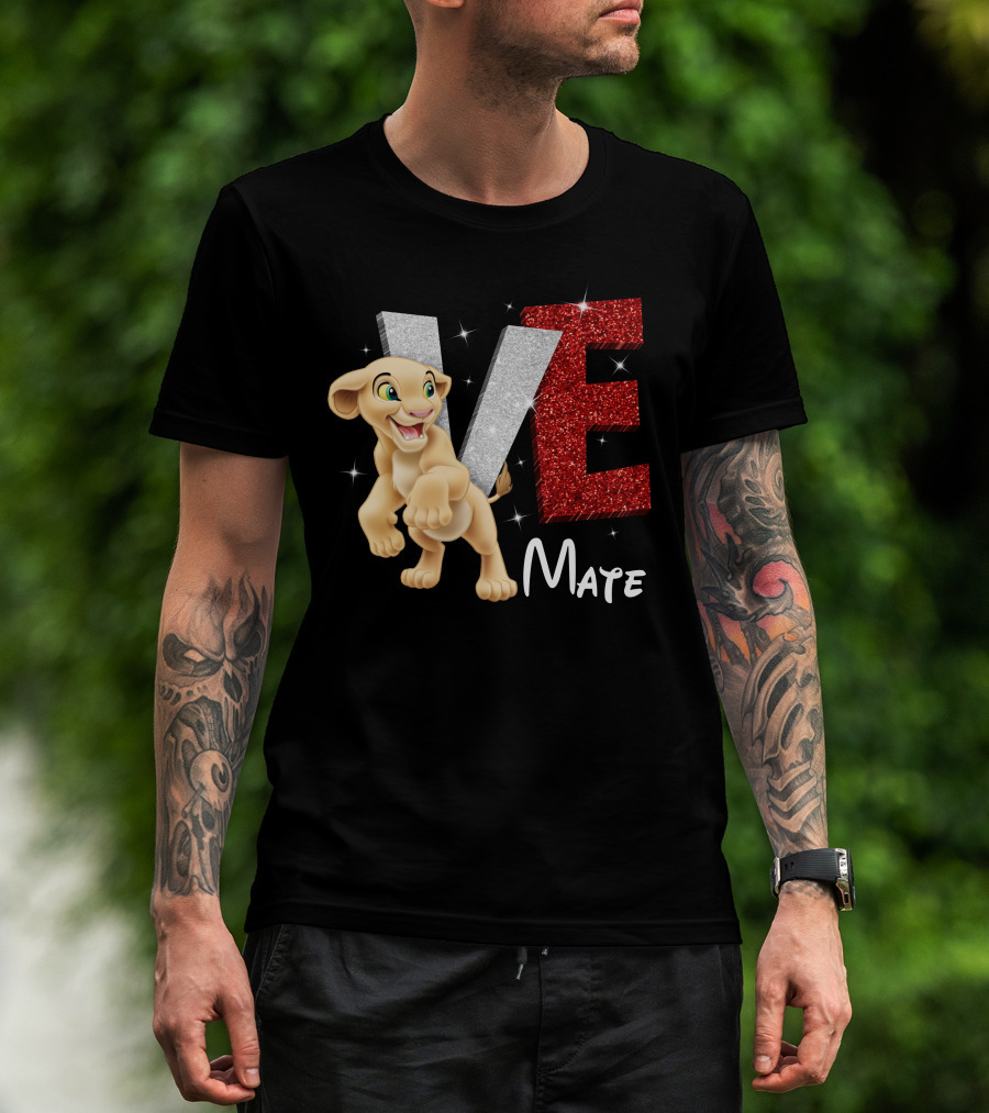 Love Mate Nala Sparkling Red And Silver Letters T-Shirt